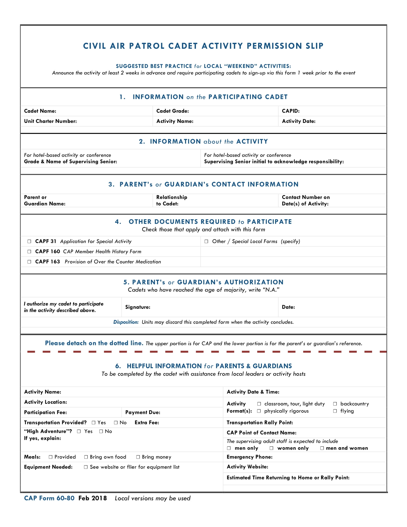 Permission Slip Template For Workout