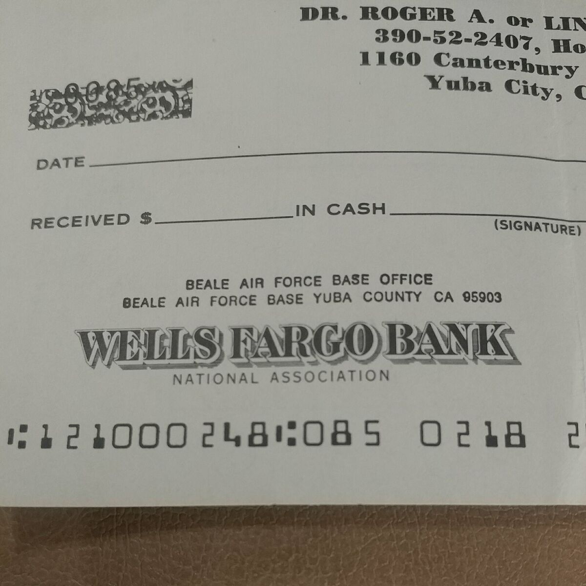 1970 s Wells Fargo Bank Deposit Ticket Beale Air Force Base Yuba City CA Unused EBay