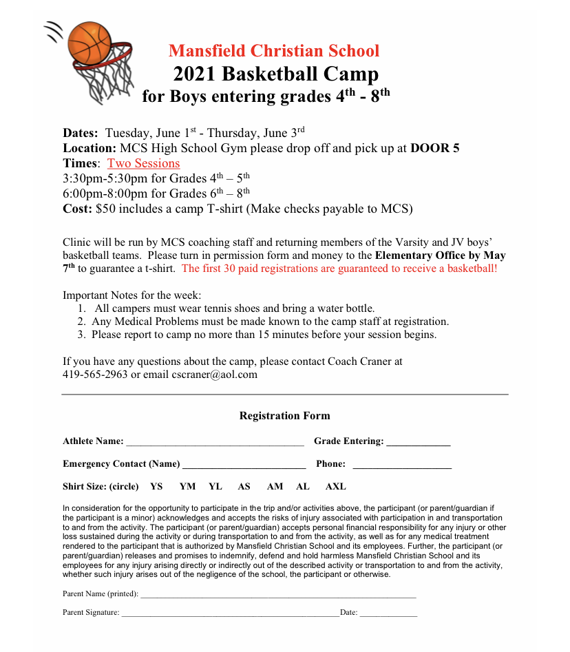 Basketball Permission Slip Template