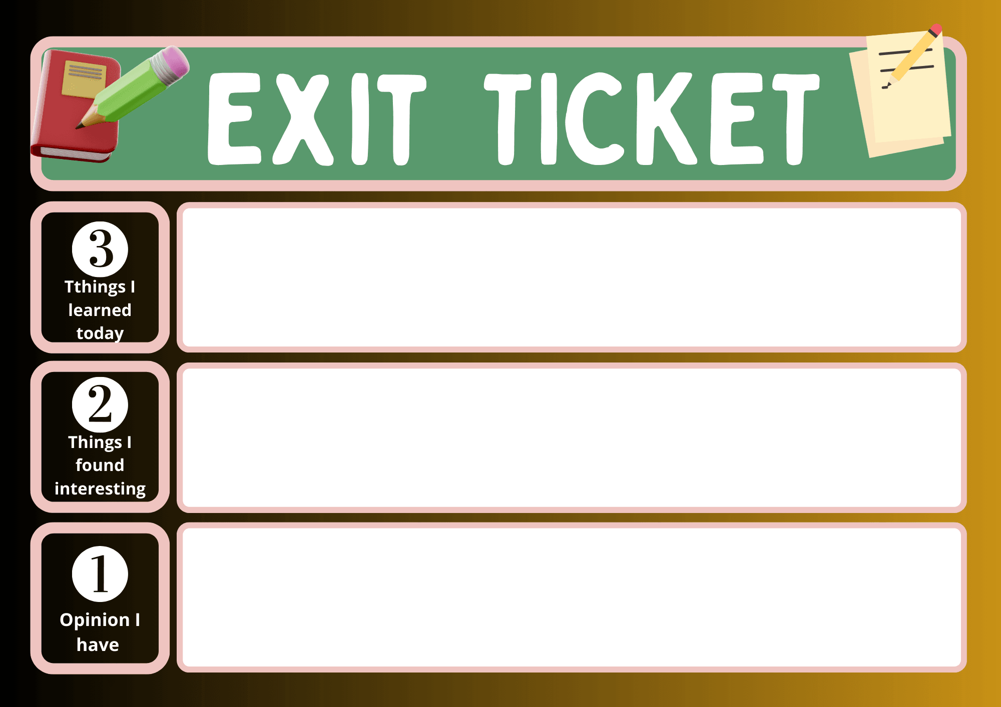 3 2 1 EXIT Ticket Template By Gemma ito001 Raket PH