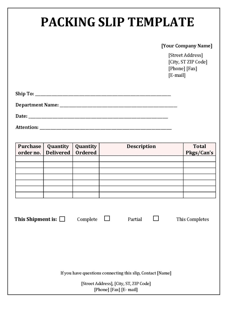 Intuit Packing Slip Template