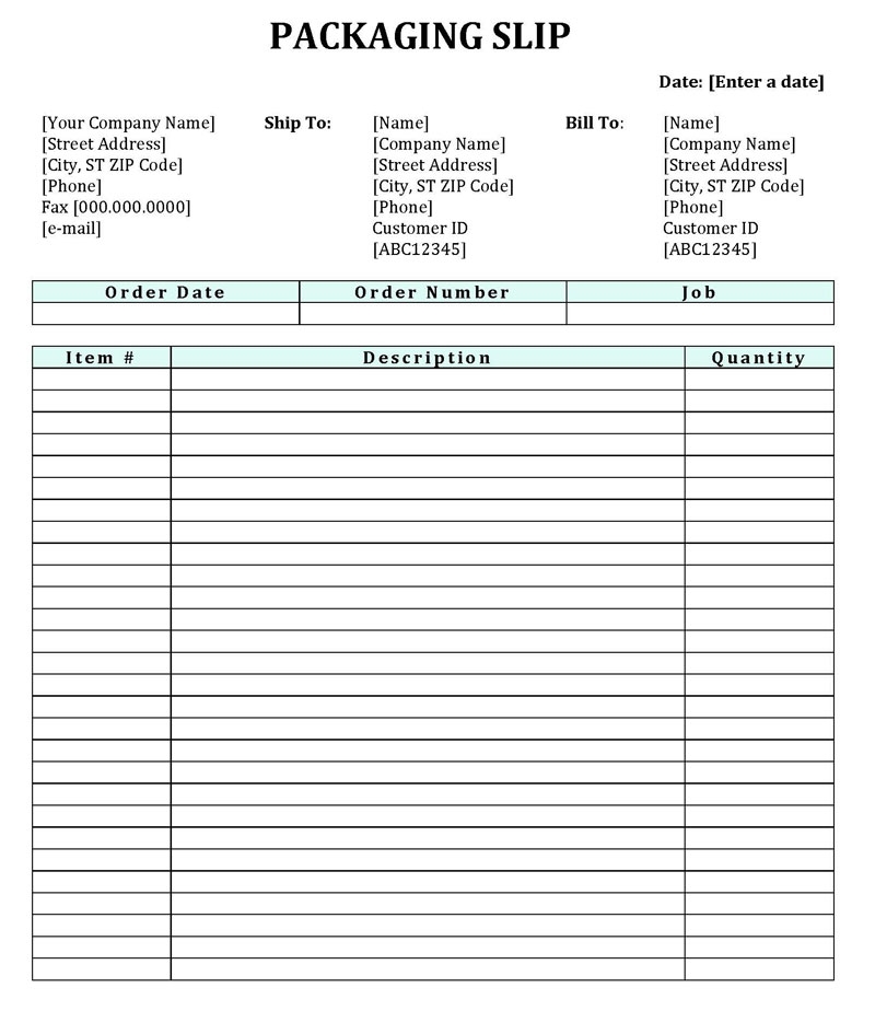 Packing Slip Template For Mac Pages