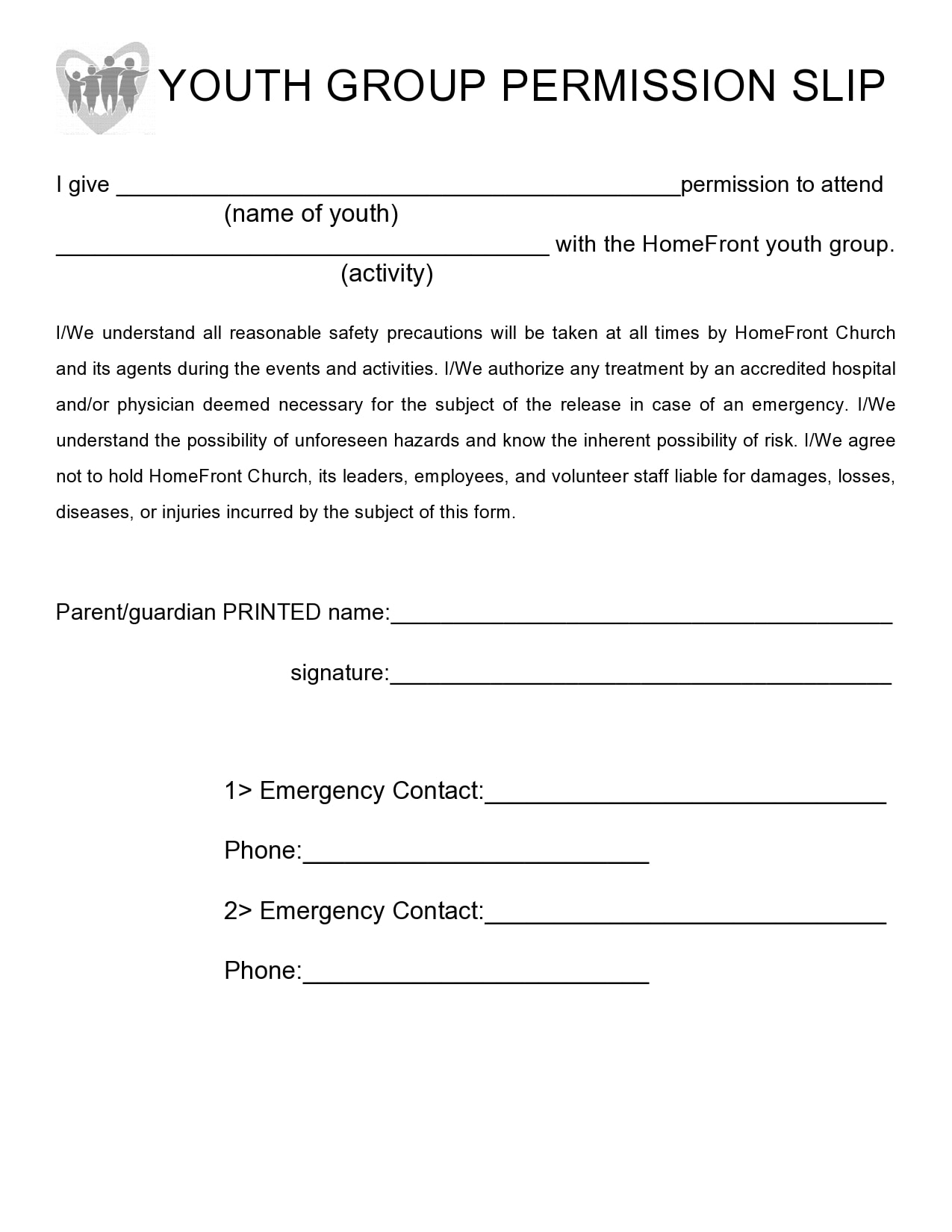 Perimission Slip Template