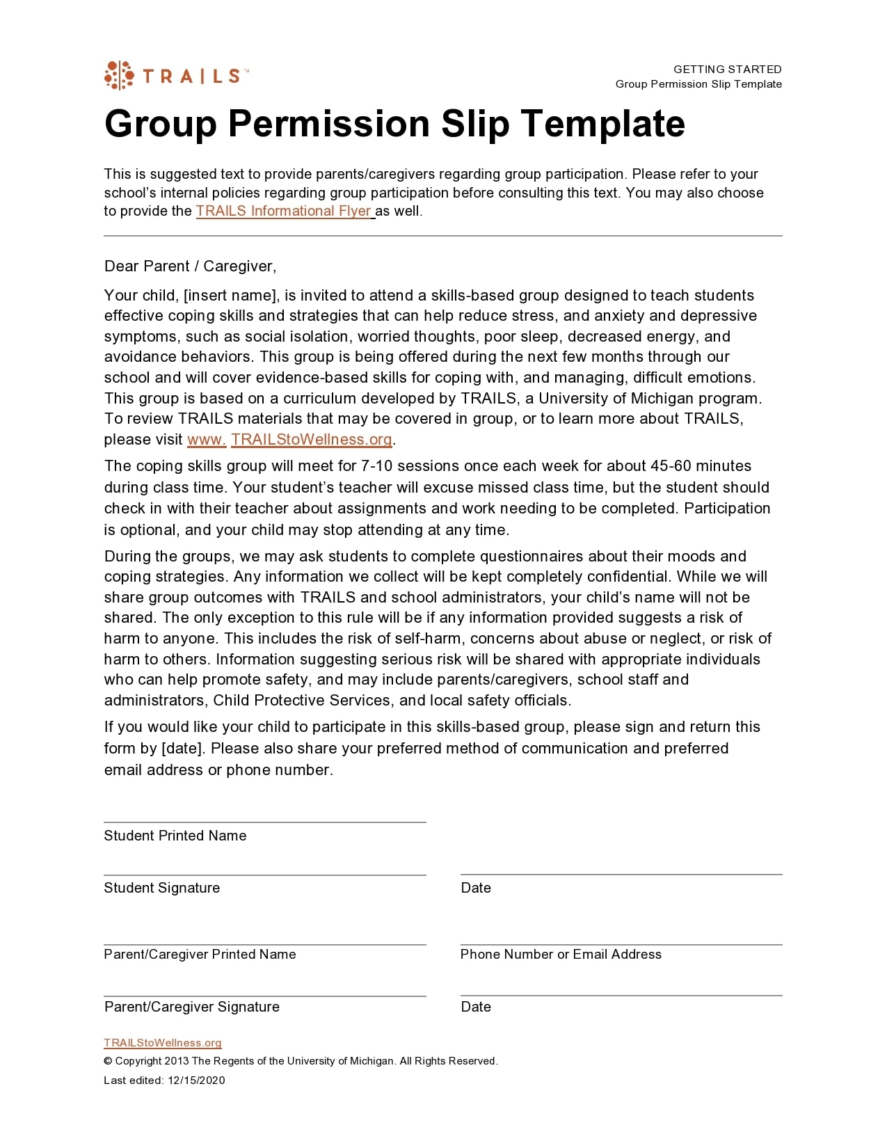 30 Permission Slip Templates Field Trip Scouts Generic 