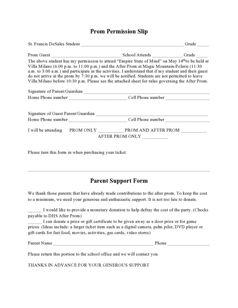 30 Permission Slip Templates Field Trip Scouts Generic 
