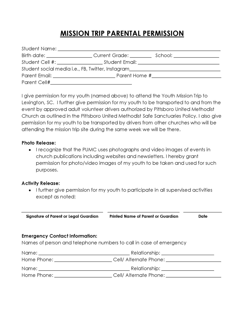 Student Testing Permission Slip Template
