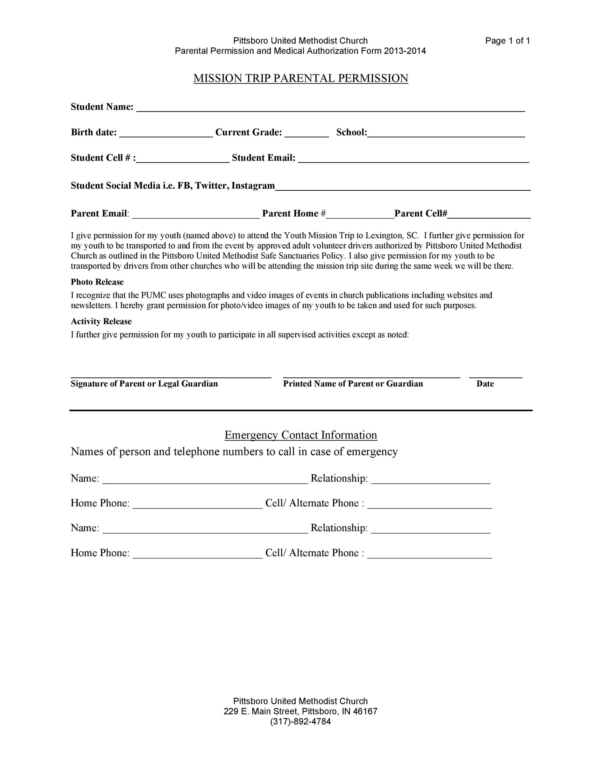 35 Permission Slip Templates U0026 Field Trip Forms