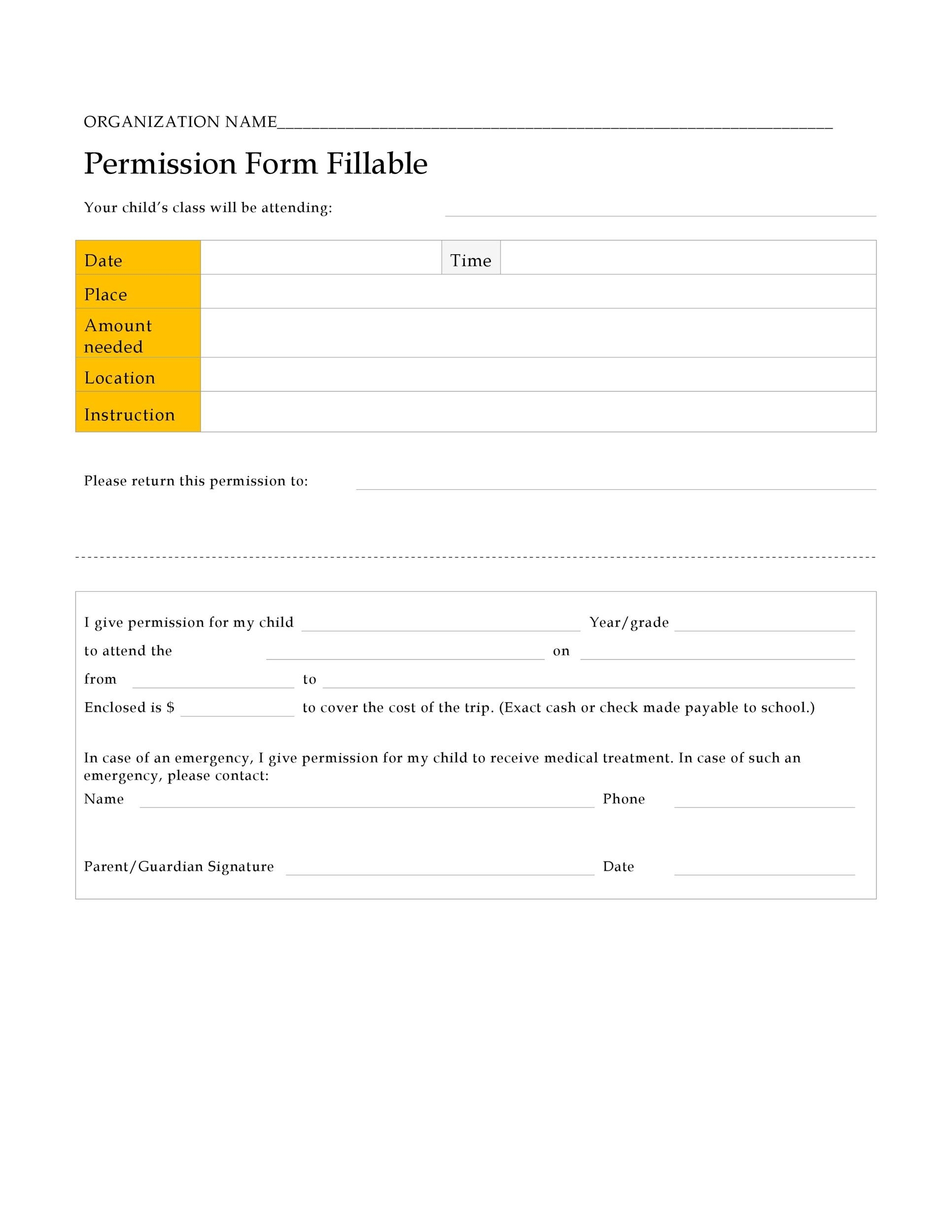 35 Permission Slip Templates U0026 Field Trip Forms