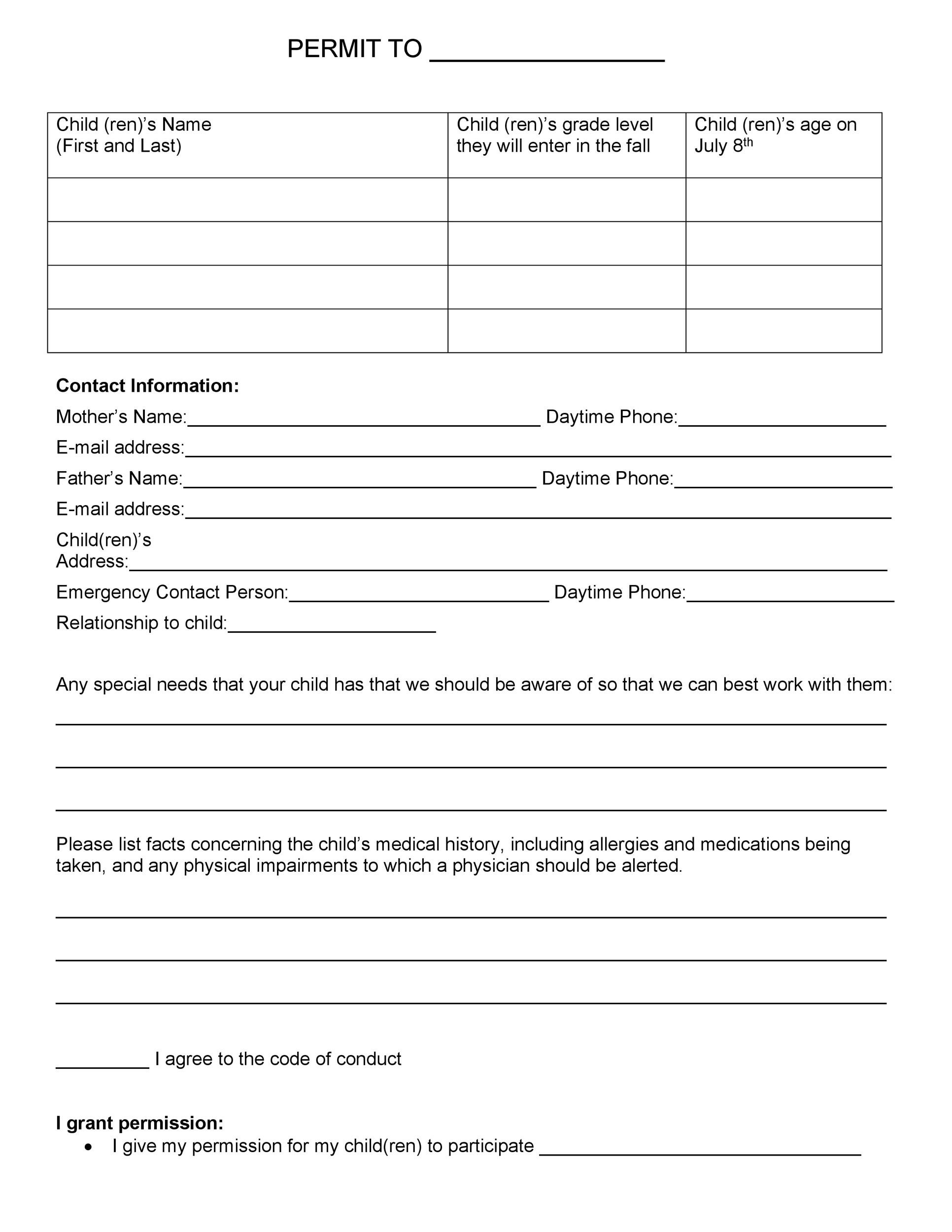 35 Permission Slip Templates U0026 Field Trip Forms