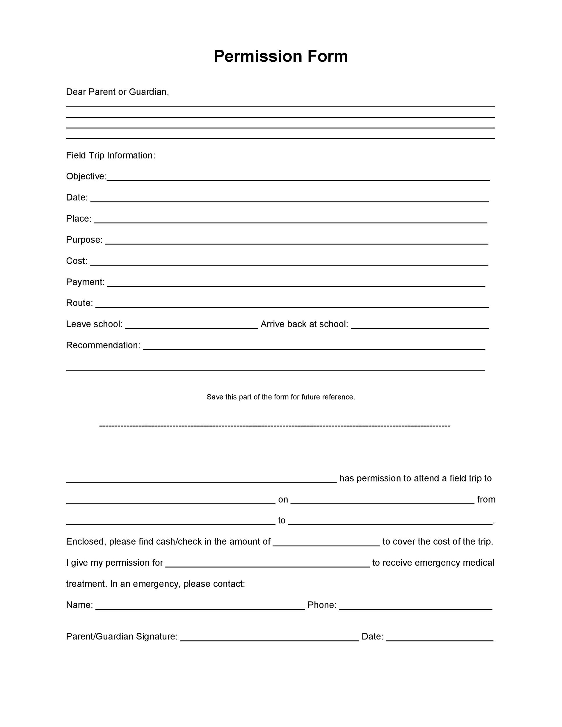 35 Permission Slip Templates U0026 Field Trip Forms