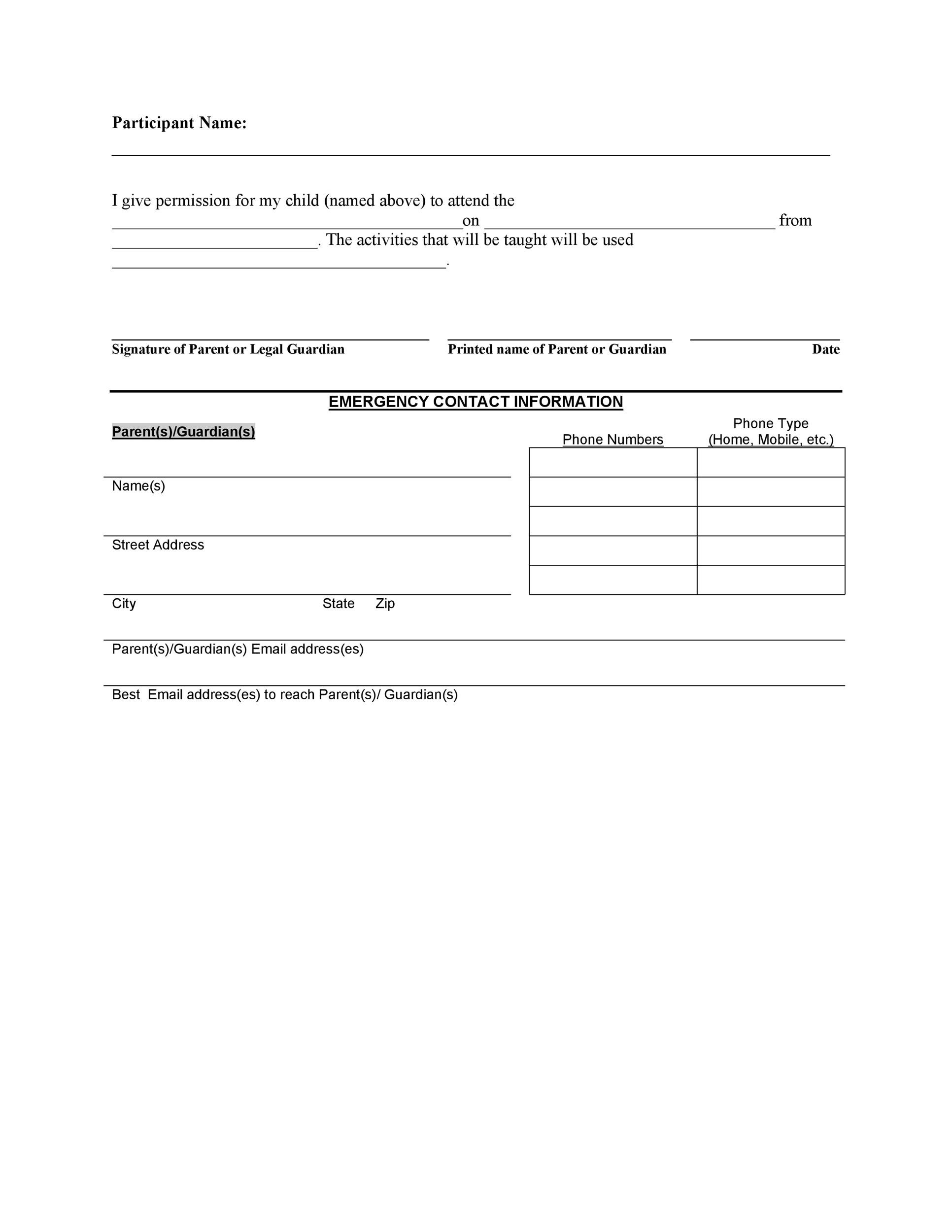 35 Permission Slip Templates U0026 Field Trip Forms