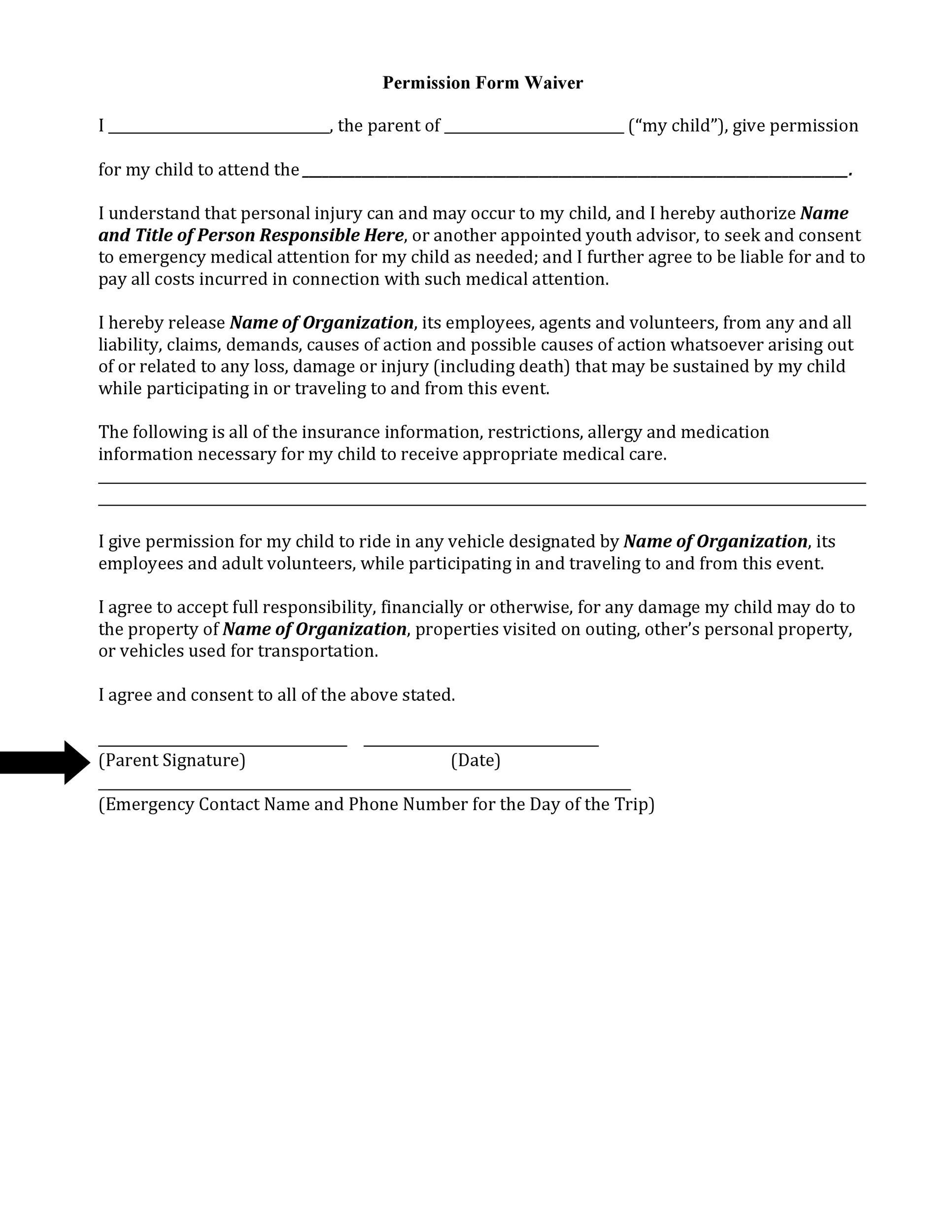 35 Permission Slip Templates U0026 Field Trip Forms