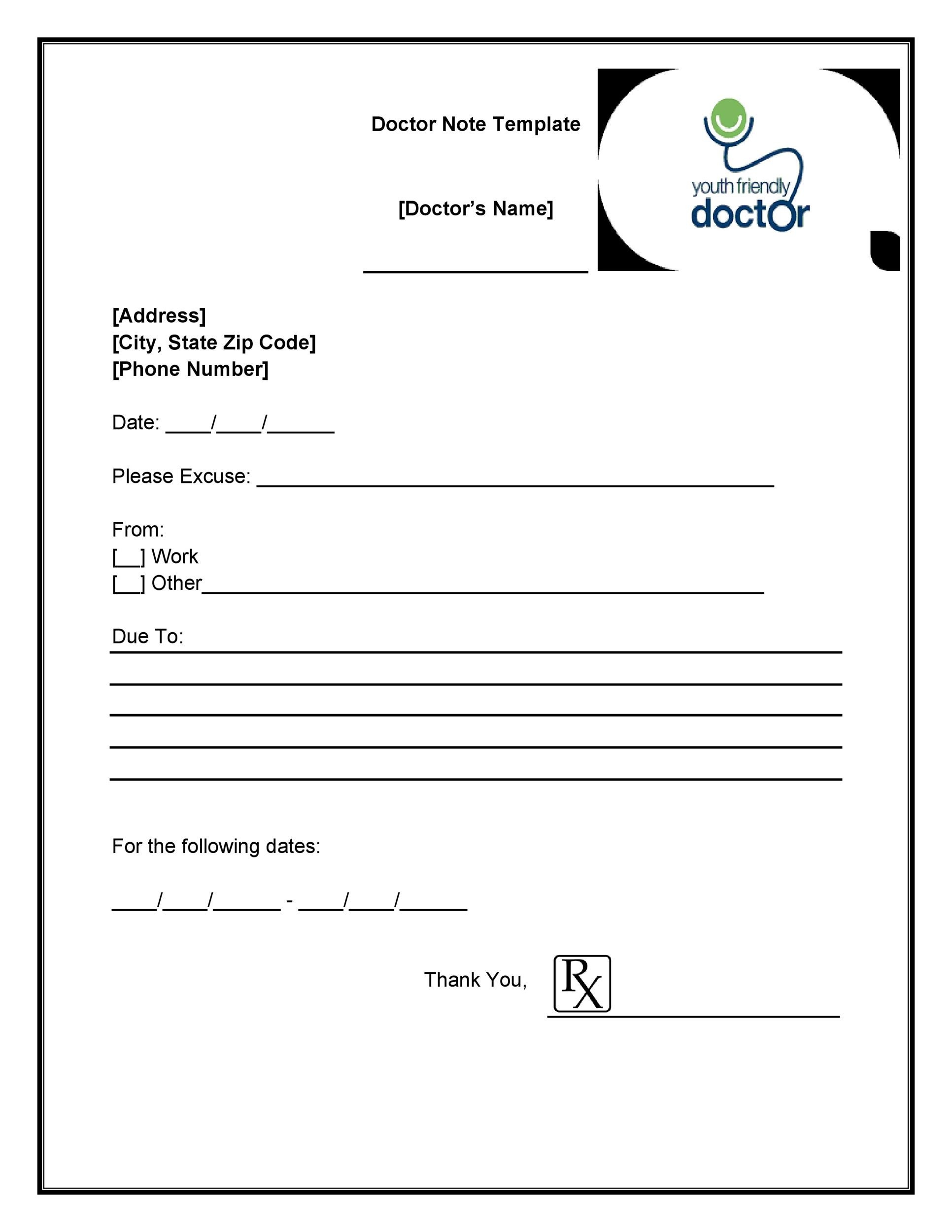 36 Free Doctor Note Templates for Work Or School 