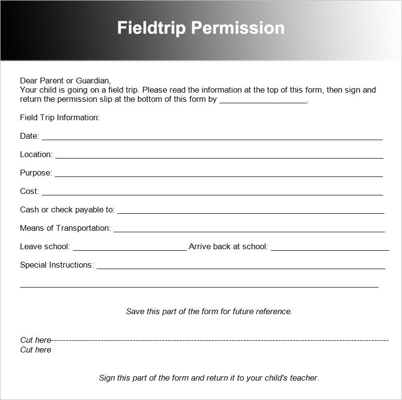 36 Permission Slip Templates Free PDF Doc Formats