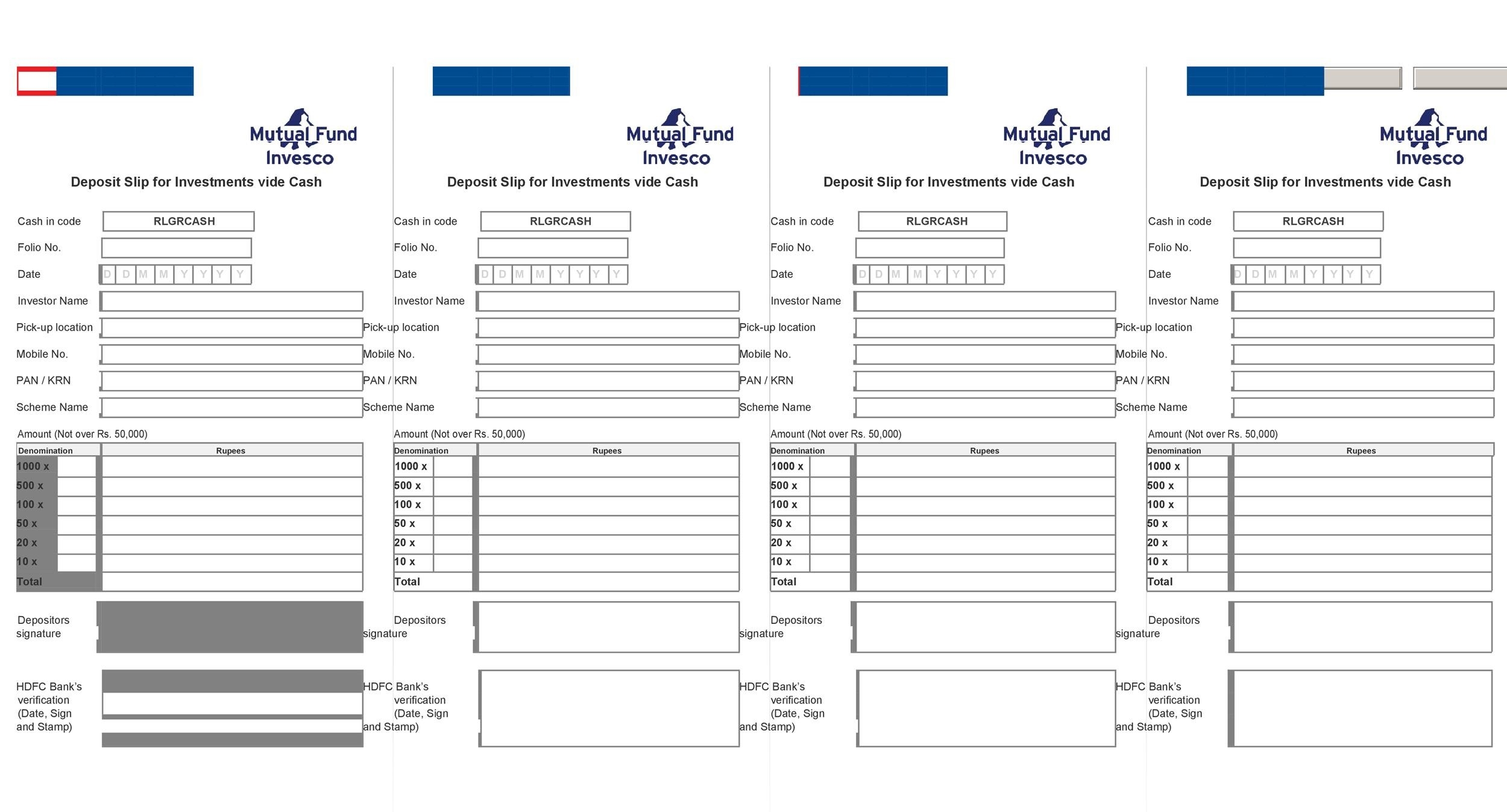 Glacier Deposit Slip Template