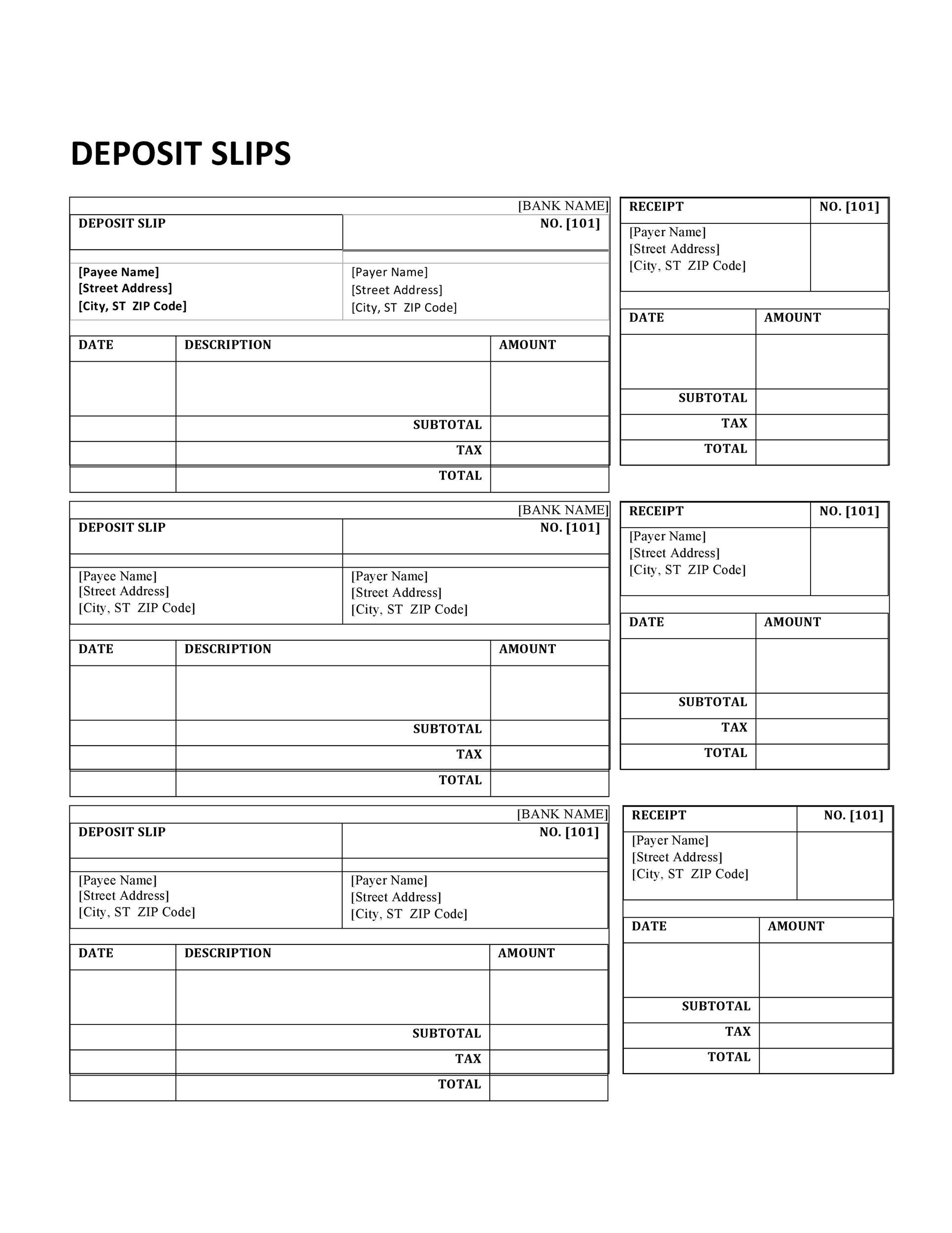 37 Bank Deposit Slip Templates U0026 Examples TemplateLab
