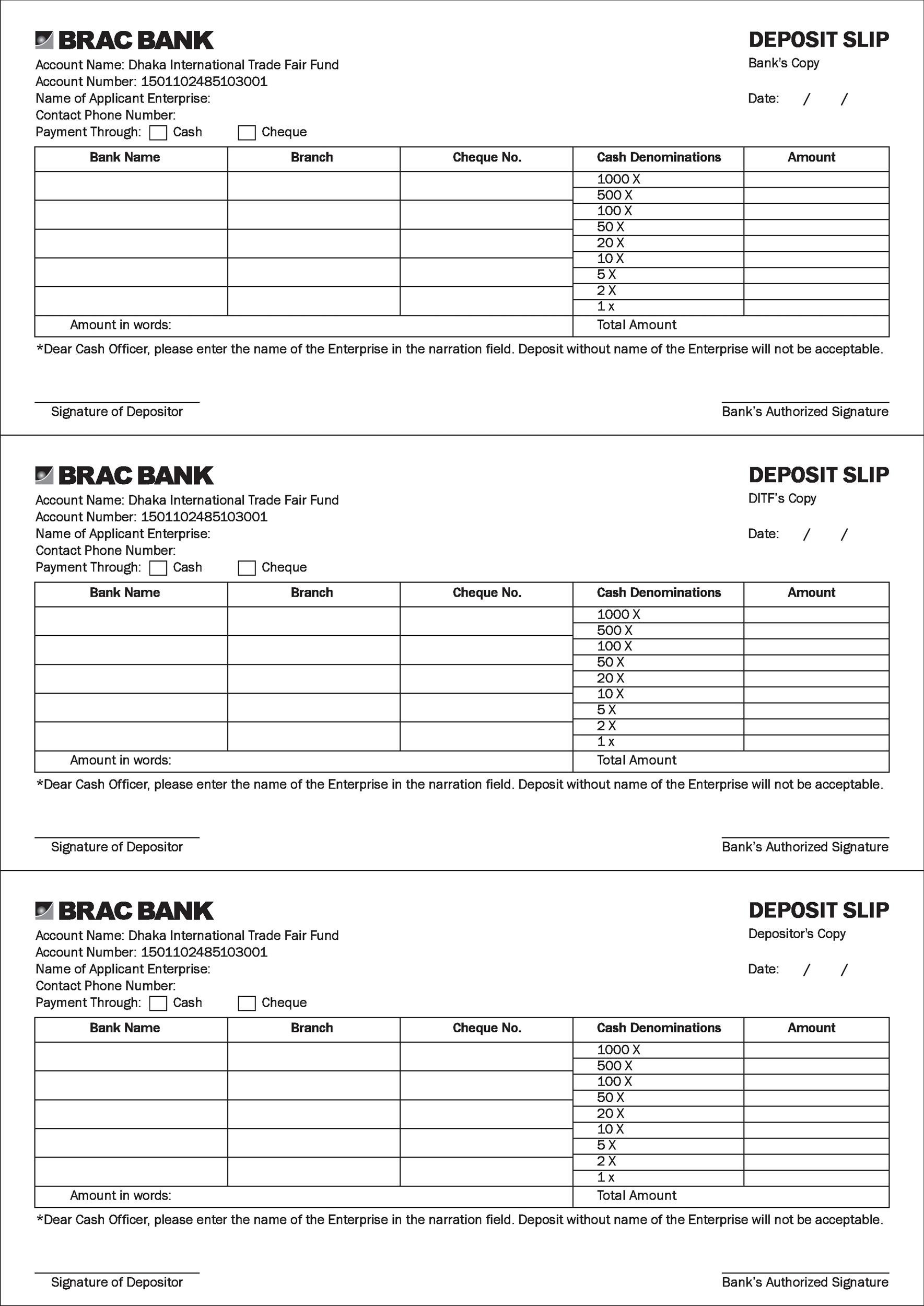 37 Bank Deposit Slip Templates U0026 Examples TemplateLab