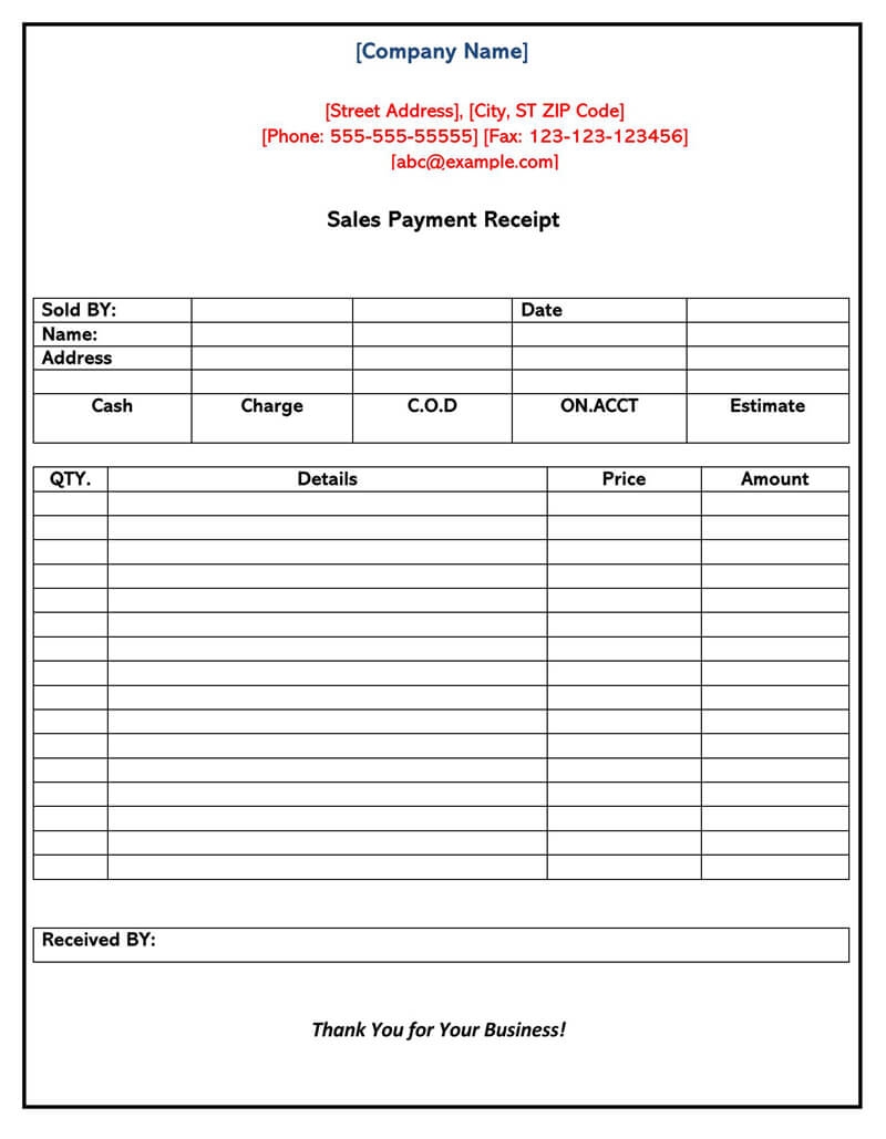 Cash Payment Slip Template