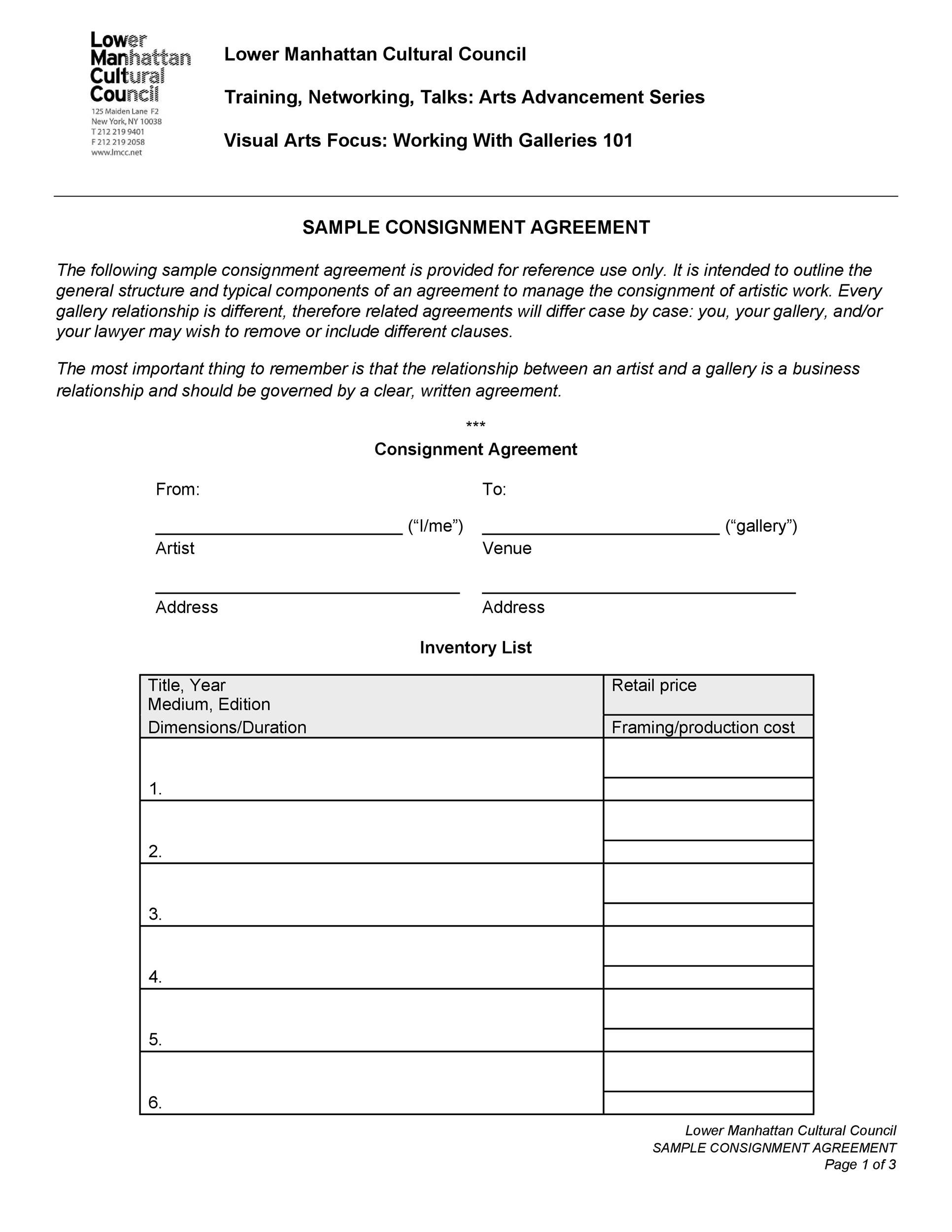 40 Best Consignment Agreement Templates U0026 Forms TemplateLab