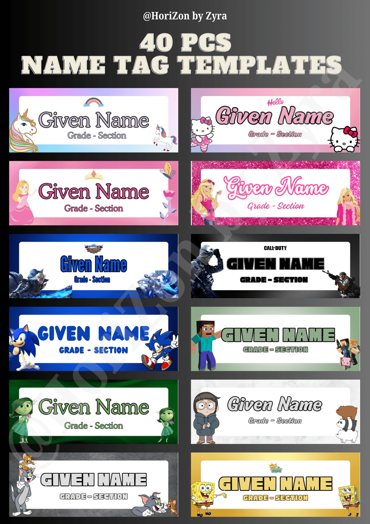 Name Slip Templates