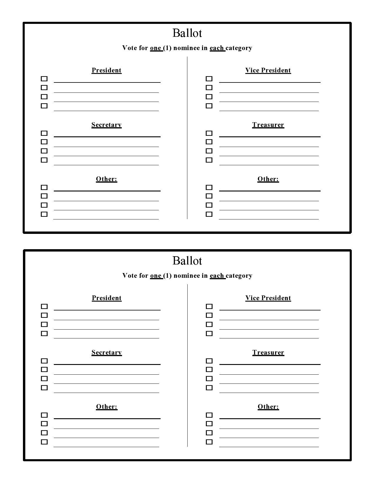 47 Free Voting Ballot Templates Word PDF TemplateLab