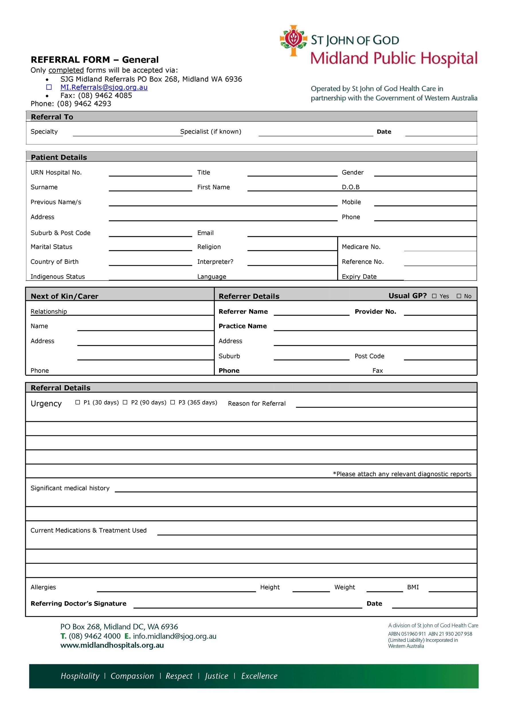 Medical Referral Slip Template