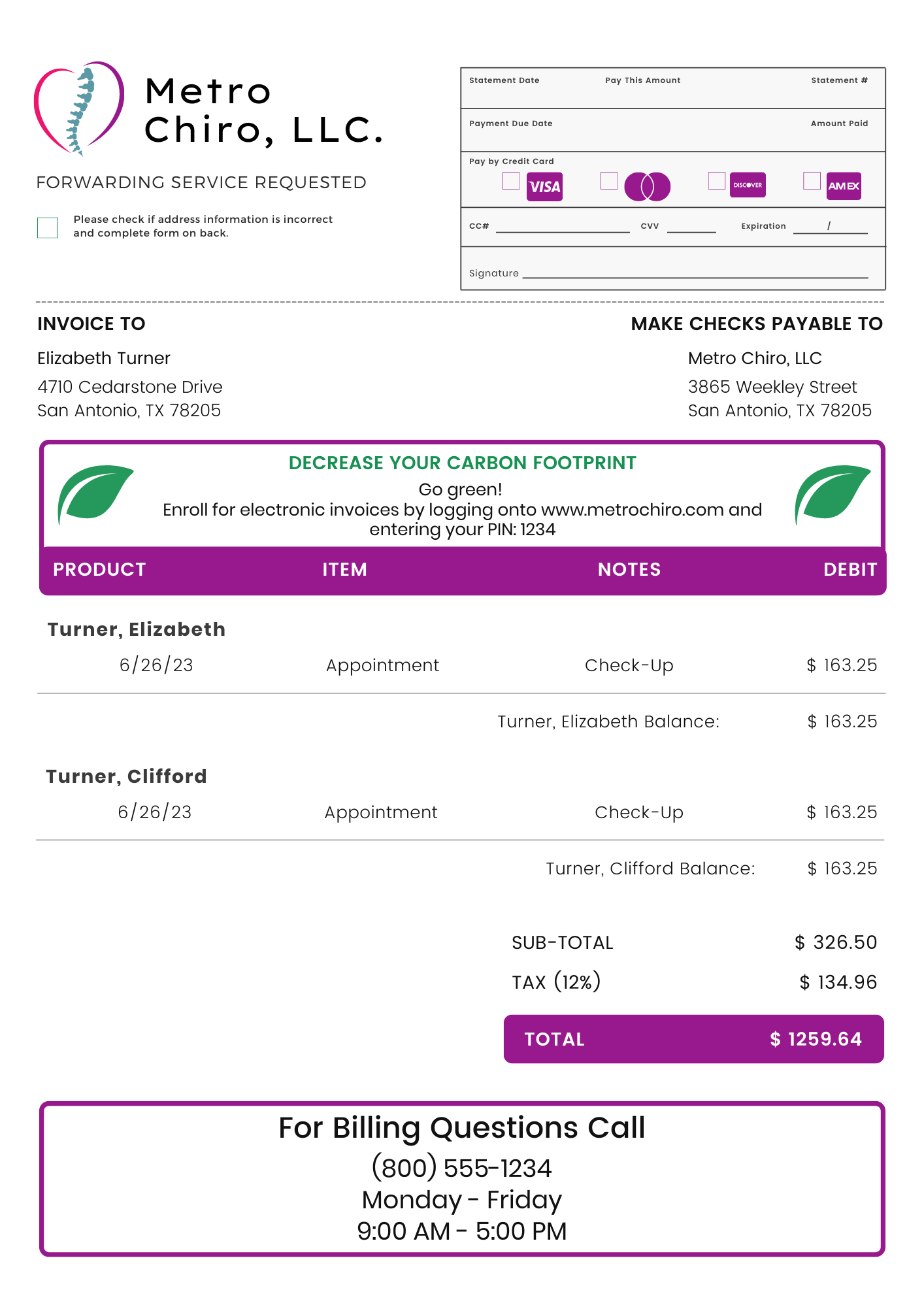 Chiropractic Fee Slip Template