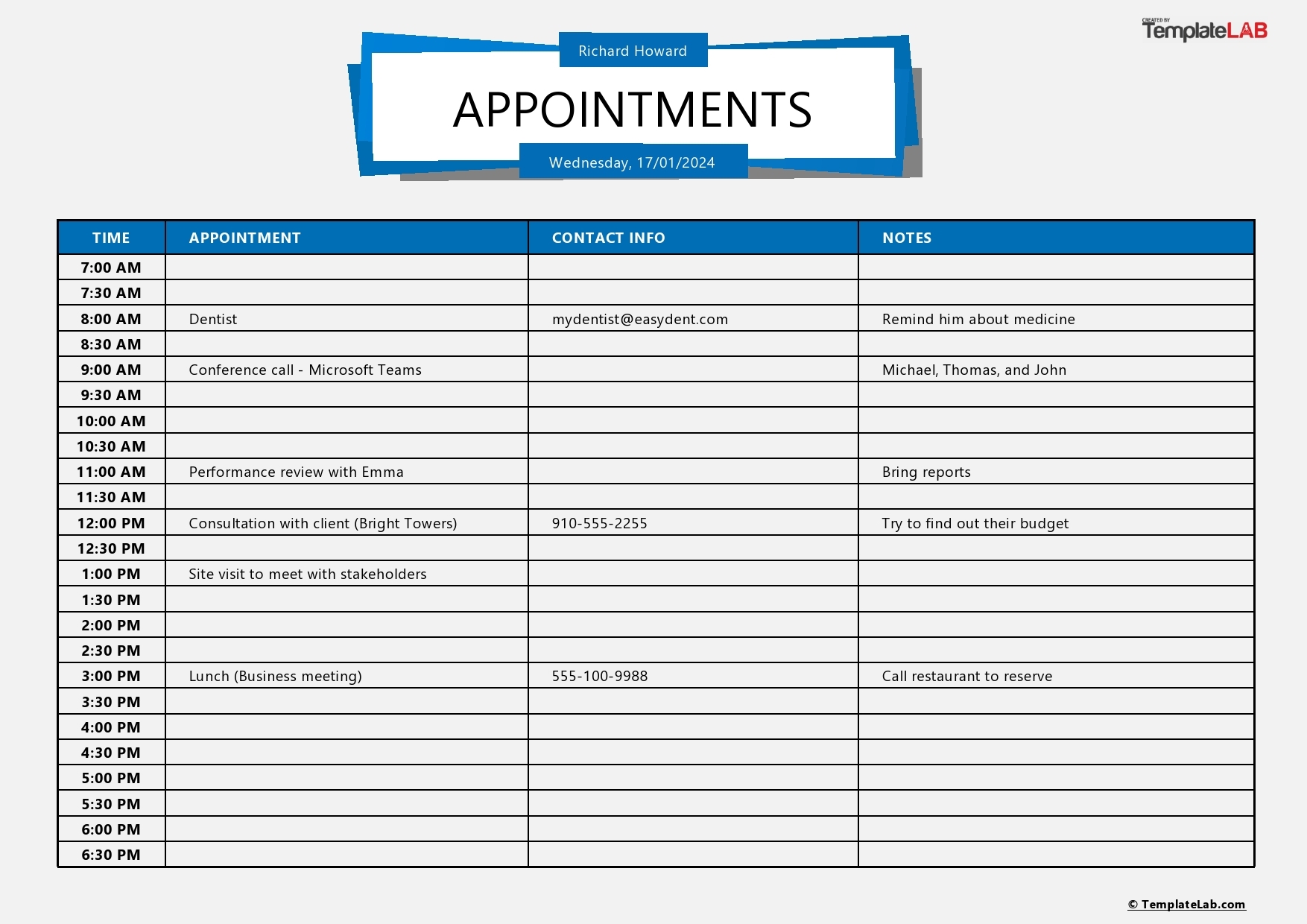 50 Printable Appointment Schedule Templates u0026 Appointment Calendars 