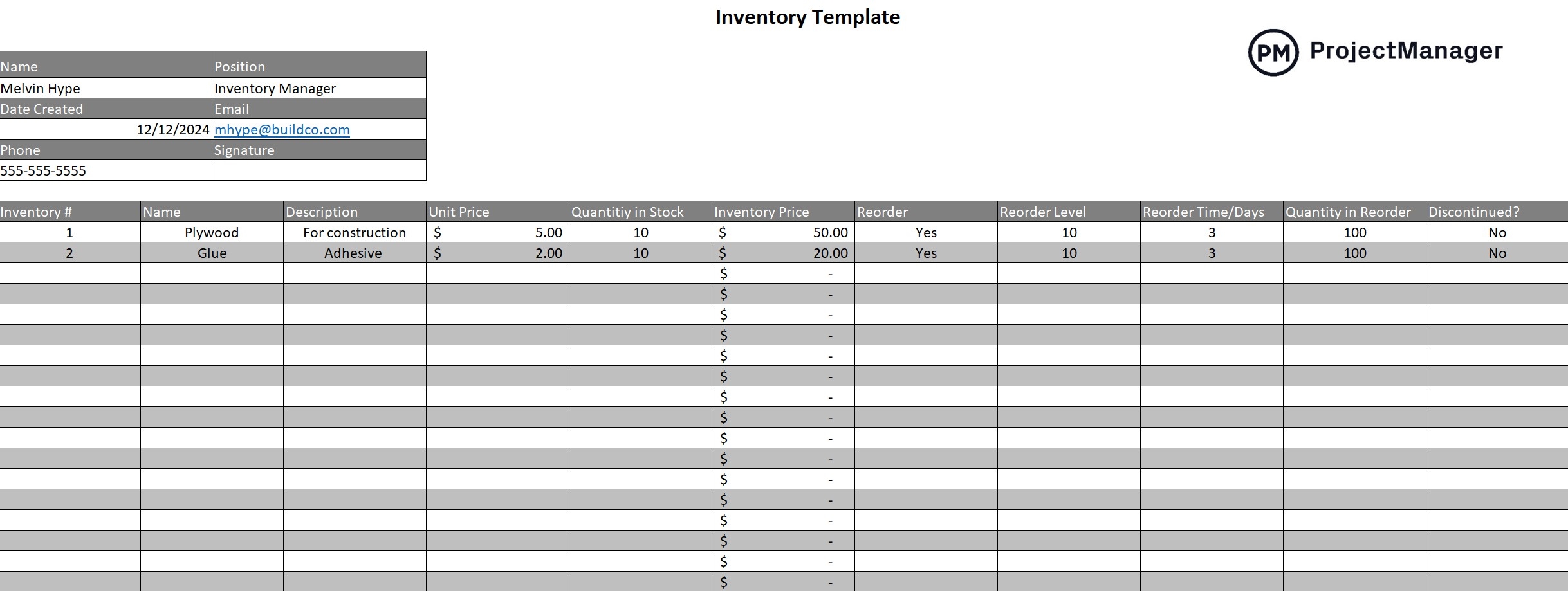 7 Free Inventory Templates Spreadsheets Lists U0026 More