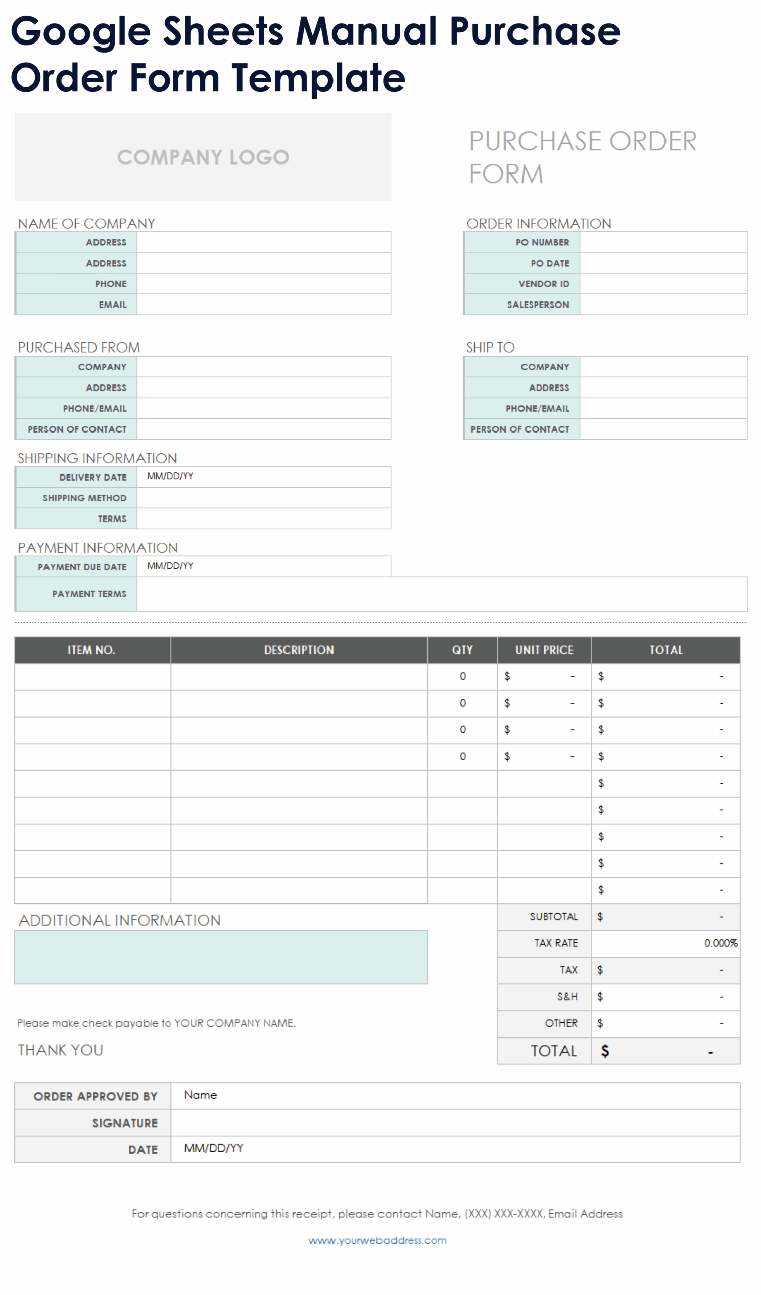 Purchase Order Slip Template