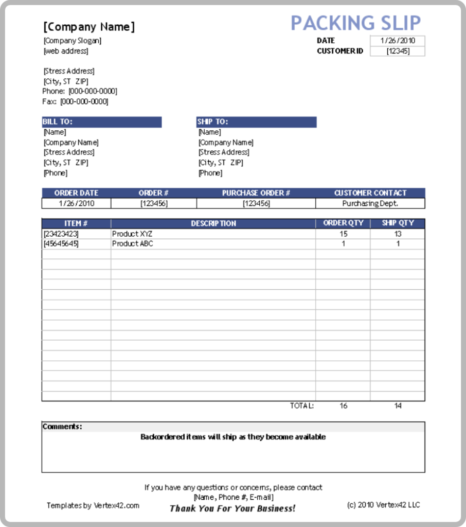 Fedex Packing Slip Template