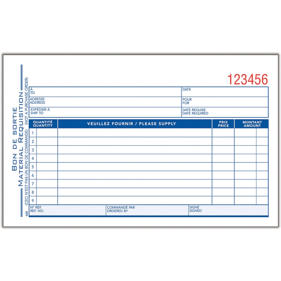 Adams Materials Requisition Form Purchase Order Forms TOPS 