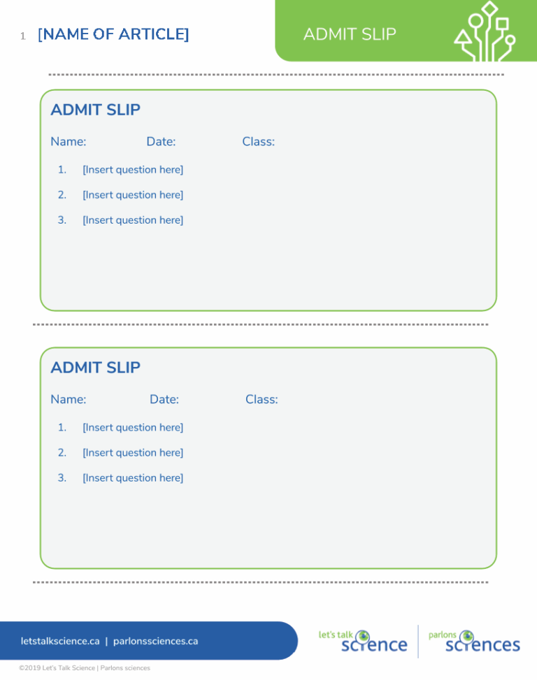 Admit Slip Let s Talk Science