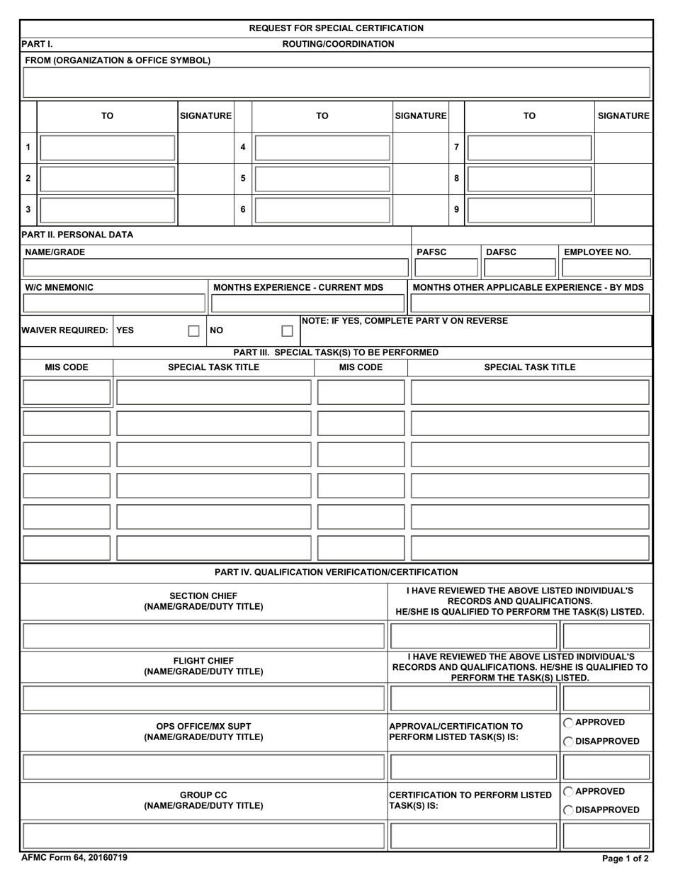 AFMC Form 64 Fill Out Sign Online And Download Fillable PDF Templateroller