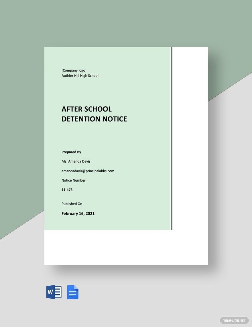 High School Detention Slip Template