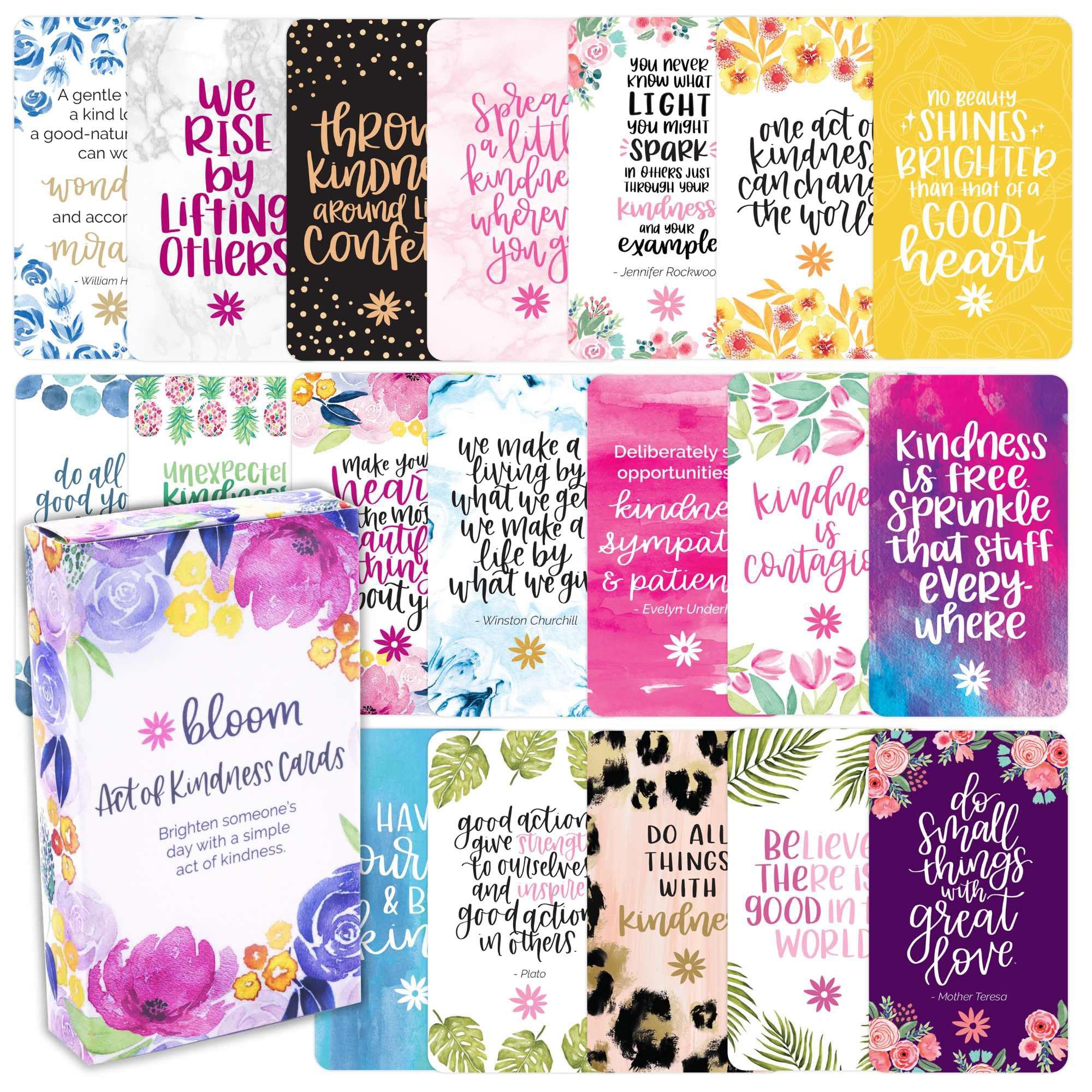 Amazon Bloom Daily Planners Act Of Kindness Deck Set Of 30 Mini Encouragement Cards With Positive Quotes Small 2 X 3 5