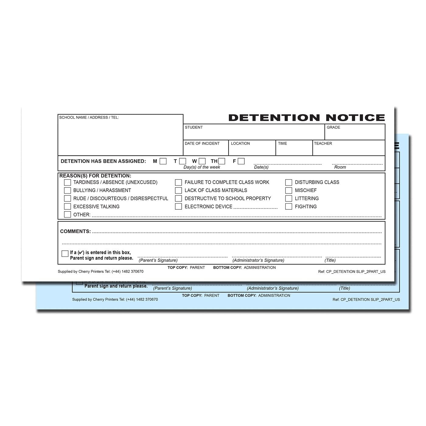 Editable Detention Slip Template