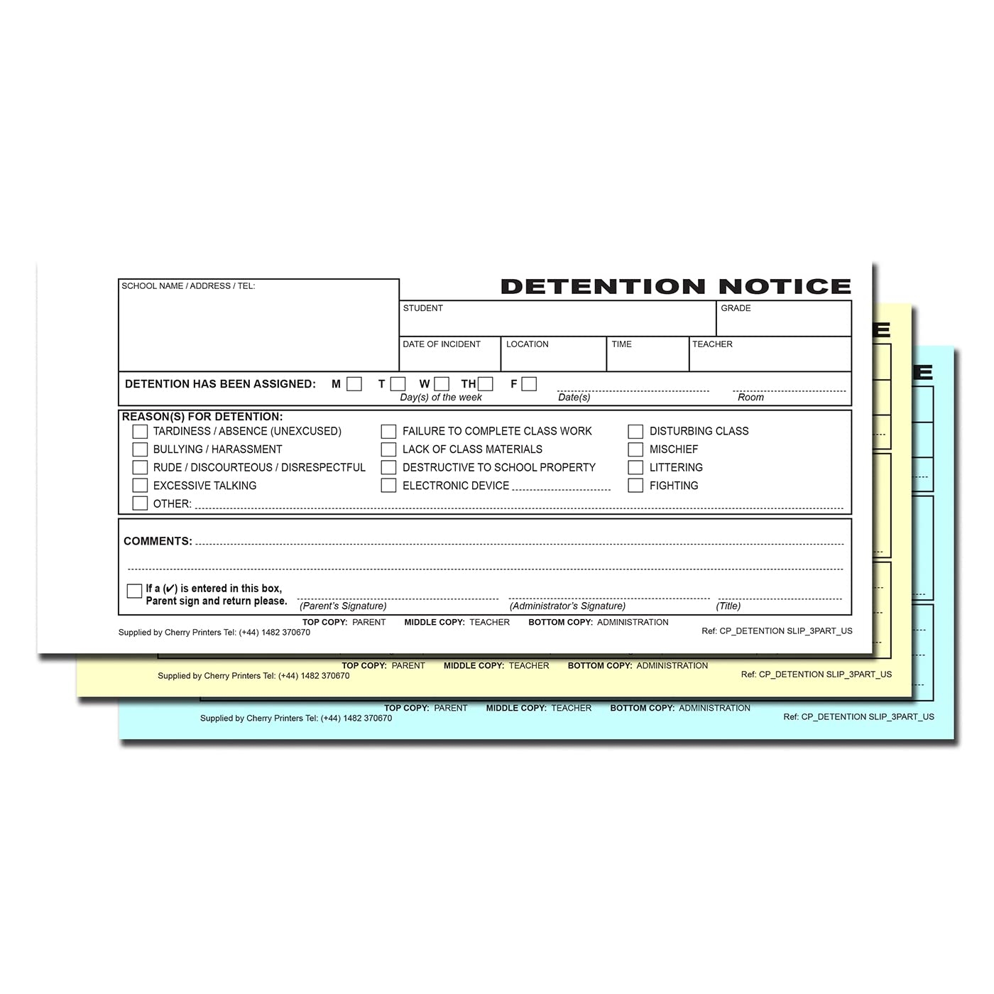 Free Detention Slip Template