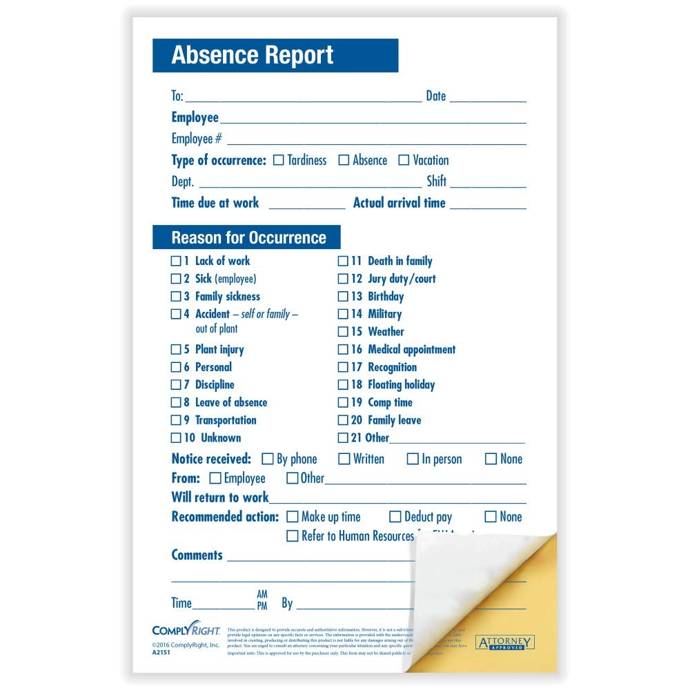 Absent Slip Template