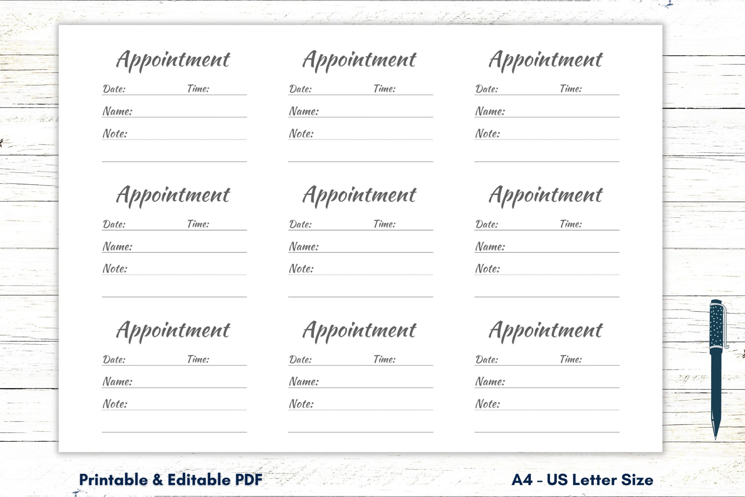 Appointment Card Template Appointment Card Printable Appointment 