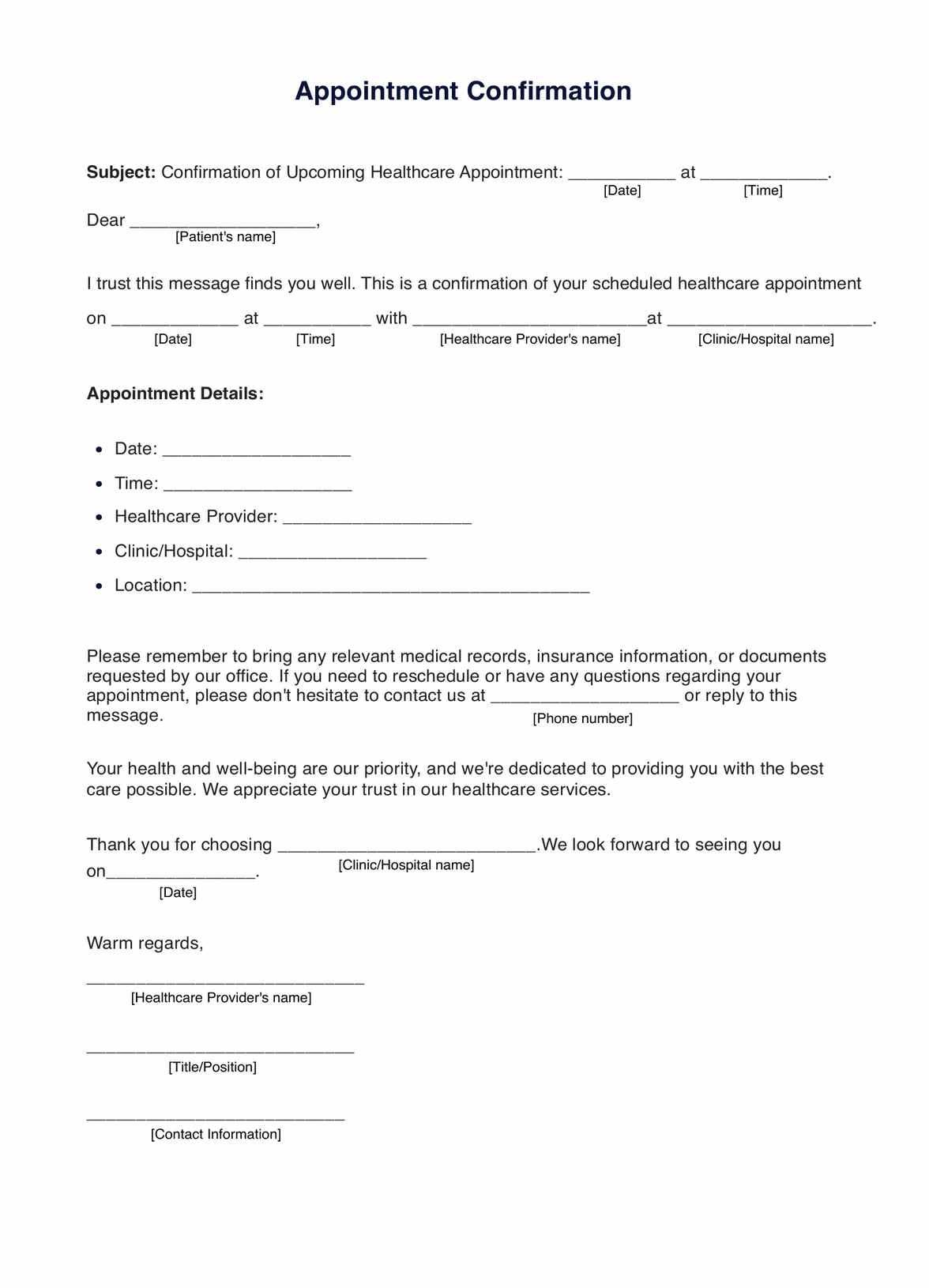 Doctor Appointment Slip Template