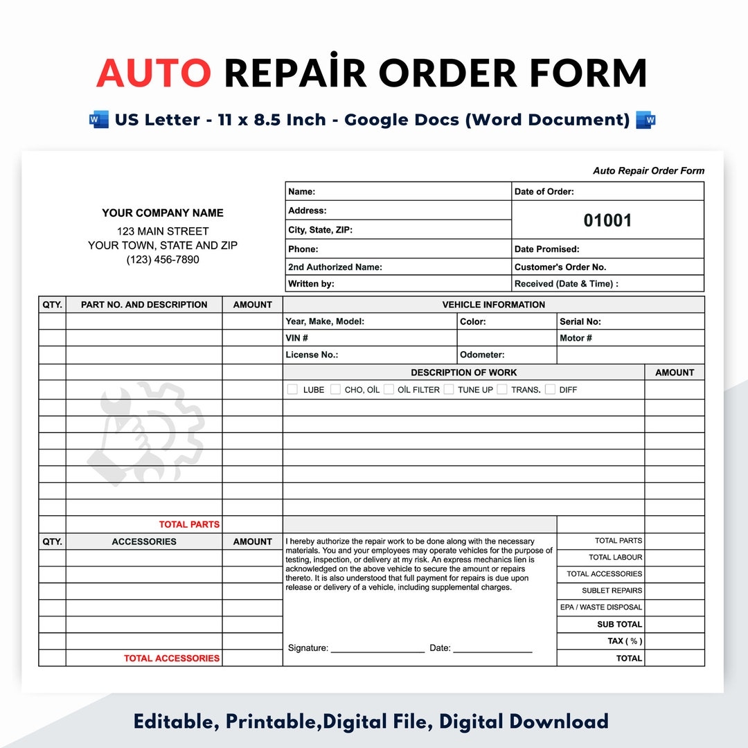 Repair Slip Template