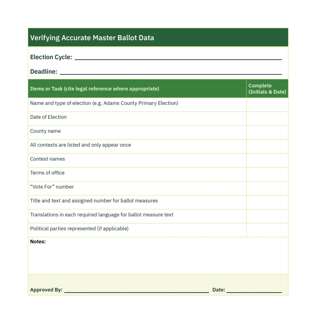 Voting Slip Template Word