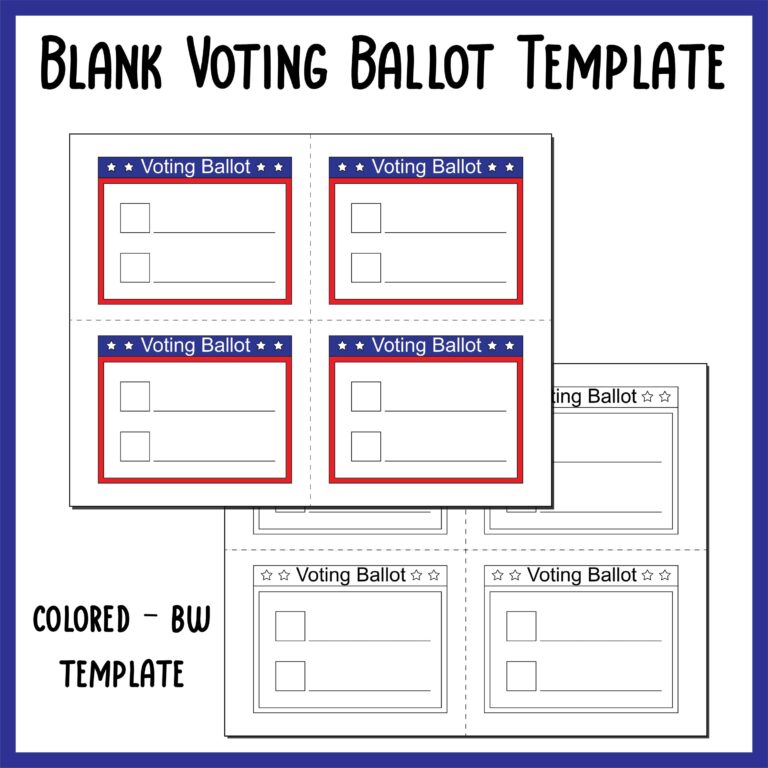 Blank Voting Ballot Template Mock Election Day Paper Printables Activities