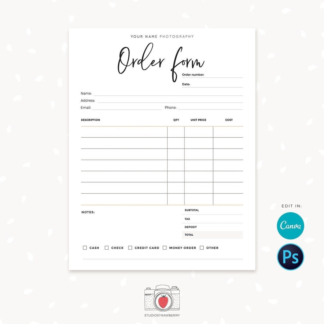 Buy Order Form Template Order Form Template Editable Sign Up Form Order Form Template For Crafters Booking Form Order Form Printable C01 Online 