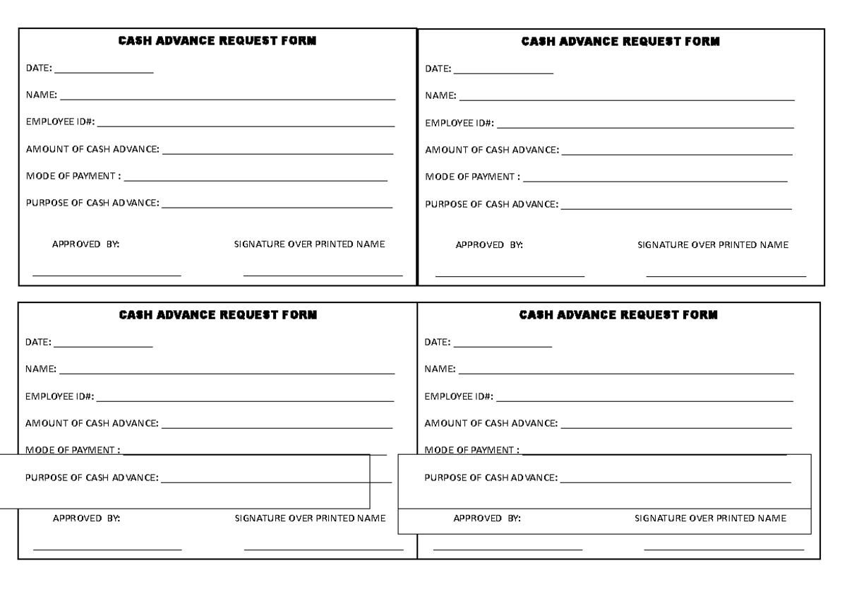 Cash Advance Slip Template