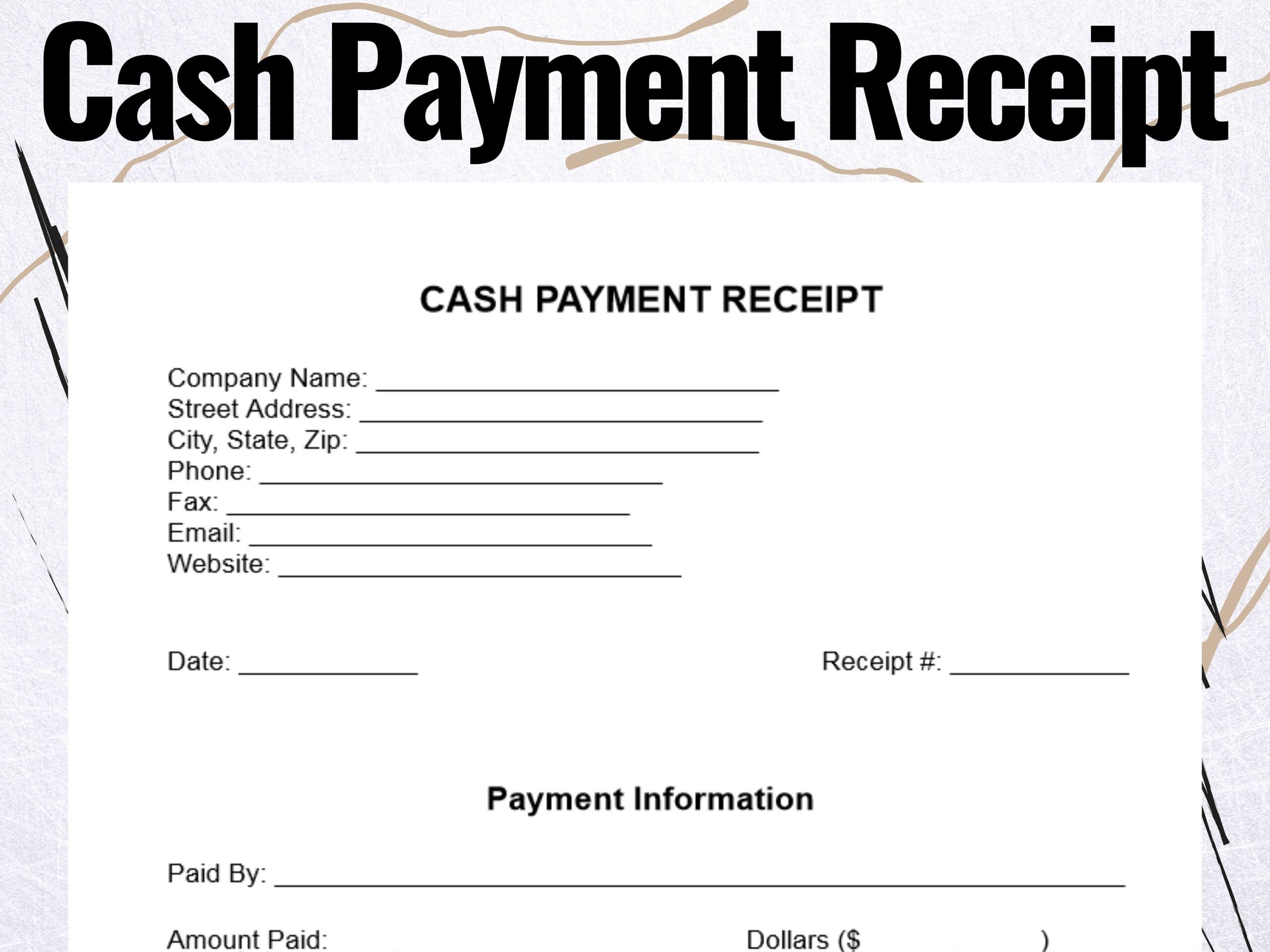 Cash Payment Receipt Cash Payment Receipt Forms Cash Payment Receipt Template