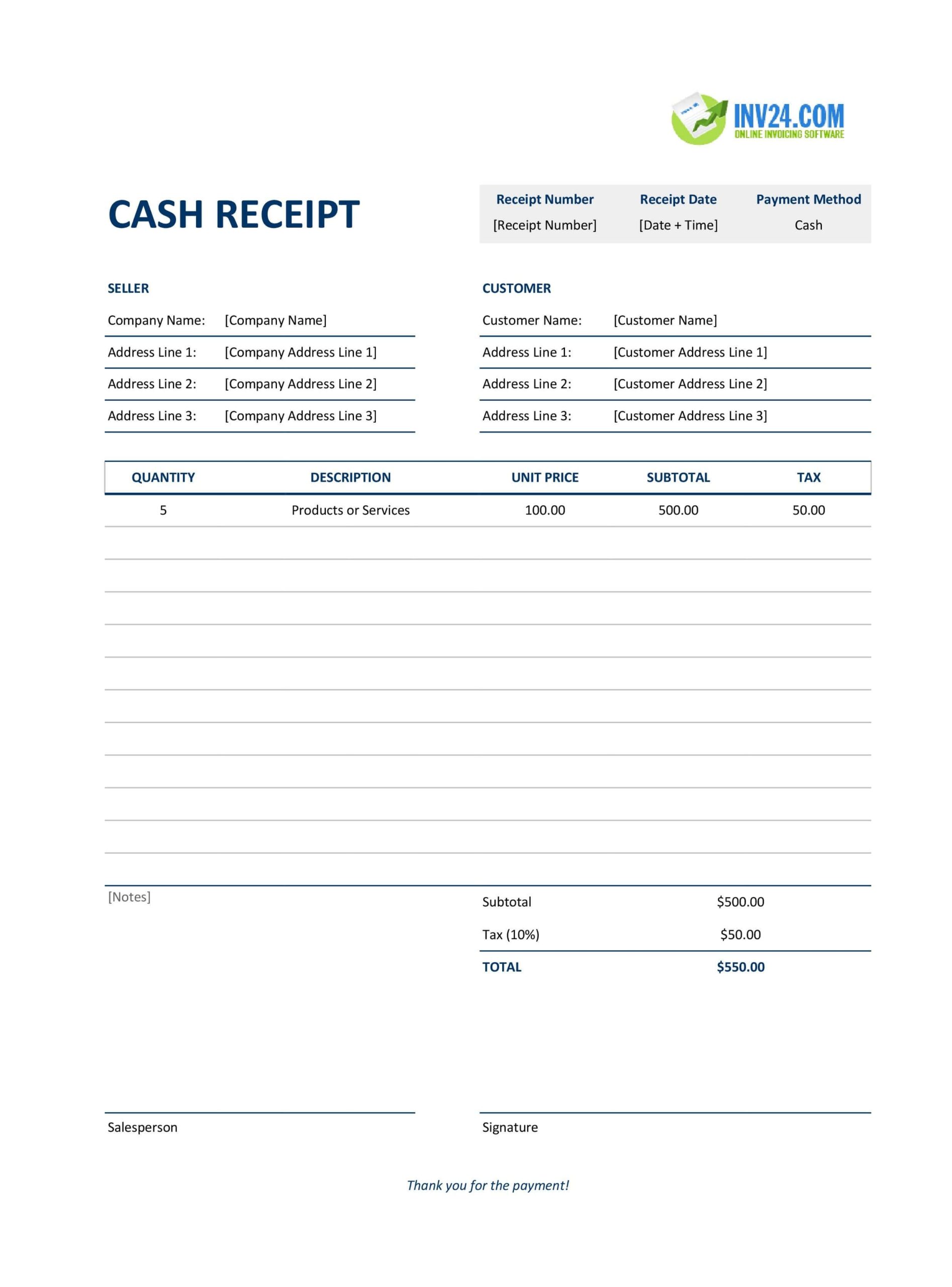 Cash Register Slip Template