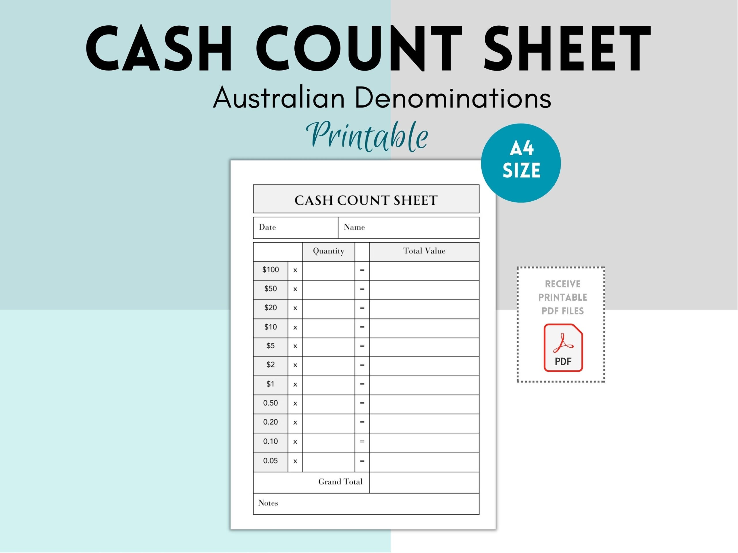 Change Counting Sheet Etsy