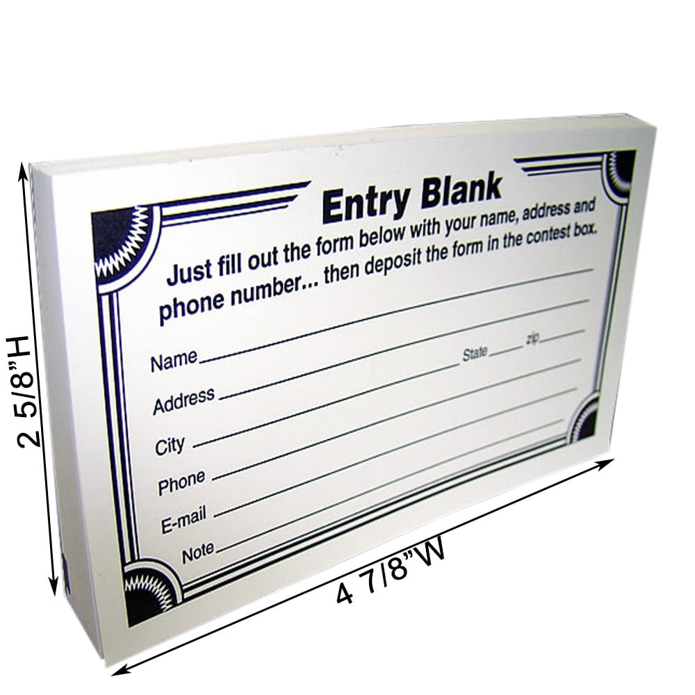 Cheap Contest Entry Form Pads 100 Forms Per Pad